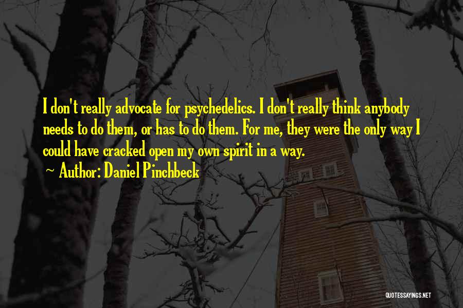 Daniel Pinchbeck Quotes: I Don't Really Advocate For Psychedelics. I Don't Really Think Anybody Needs To Do Them, Or Has To Do Them.