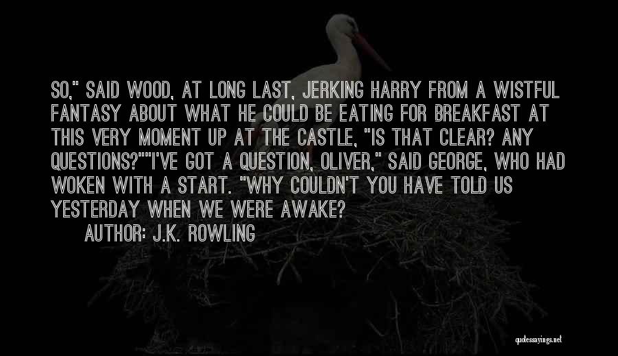 J.K. Rowling Quotes: So, Said Wood, At Long Last, Jerking Harry From A Wistful Fantasy About What He Could Be Eating For Breakfast