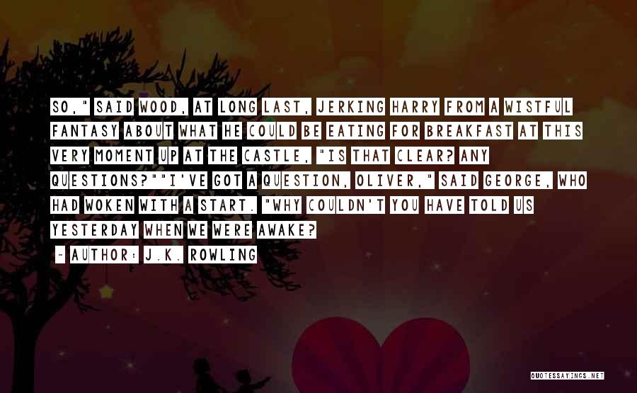 J.K. Rowling Quotes: So, Said Wood, At Long Last, Jerking Harry From A Wistful Fantasy About What He Could Be Eating For Breakfast