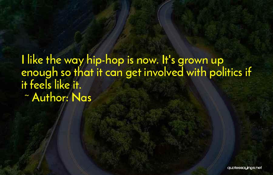Nas Quotes: I Like The Way Hip-hop Is Now. It's Grown Up Enough So That It Can Get Involved With Politics If
