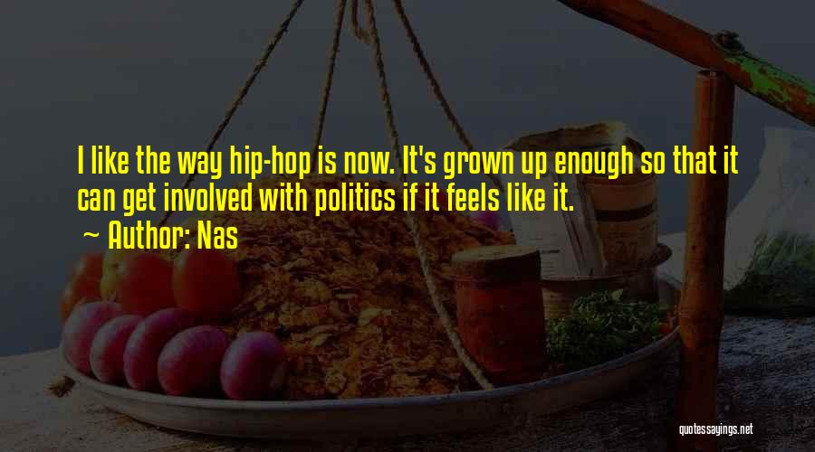 Nas Quotes: I Like The Way Hip-hop Is Now. It's Grown Up Enough So That It Can Get Involved With Politics If
