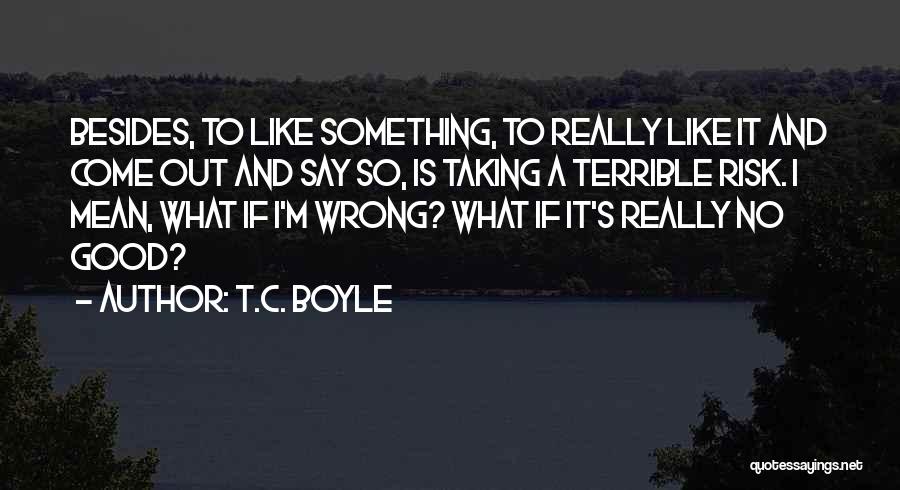 T.C. Boyle Quotes: Besides, To Like Something, To Really Like It And Come Out And Say So, Is Taking A Terrible Risk. I