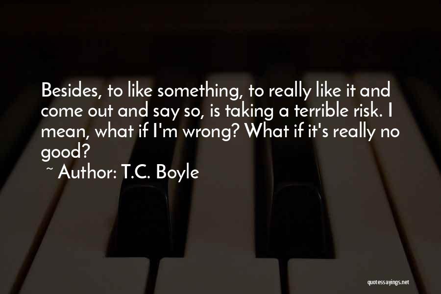 T.C. Boyle Quotes: Besides, To Like Something, To Really Like It And Come Out And Say So, Is Taking A Terrible Risk. I