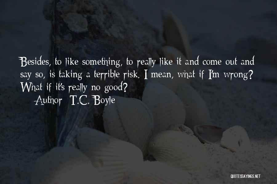 T.C. Boyle Quotes: Besides, To Like Something, To Really Like It And Come Out And Say So, Is Taking A Terrible Risk. I