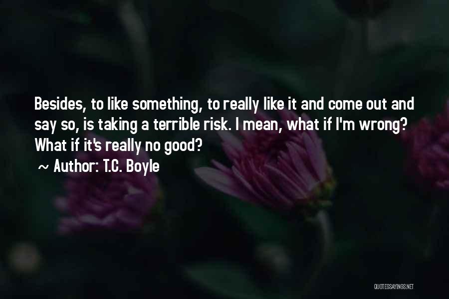 T.C. Boyle Quotes: Besides, To Like Something, To Really Like It And Come Out And Say So, Is Taking A Terrible Risk. I