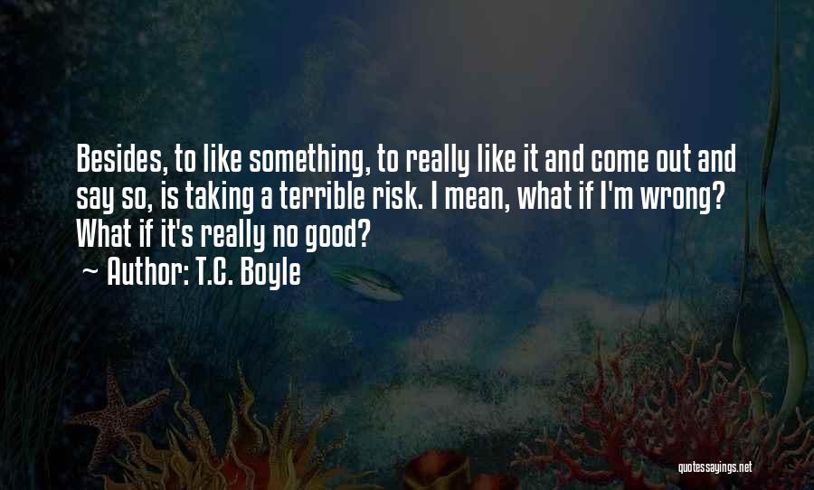 T.C. Boyle Quotes: Besides, To Like Something, To Really Like It And Come Out And Say So, Is Taking A Terrible Risk. I