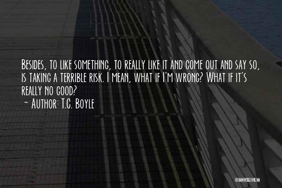 T.C. Boyle Quotes: Besides, To Like Something, To Really Like It And Come Out And Say So, Is Taking A Terrible Risk. I