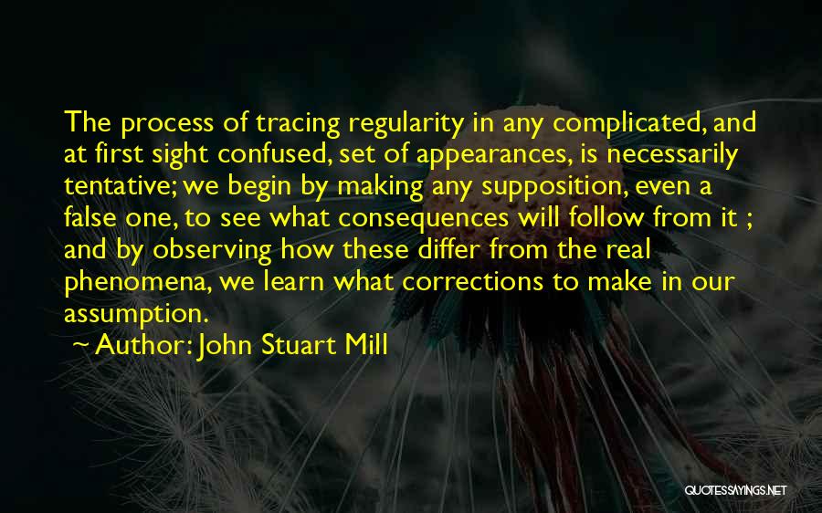 John Stuart Mill Quotes: The Process Of Tracing Regularity In Any Complicated, And At First Sight Confused, Set Of Appearances, Is Necessarily Tentative; We