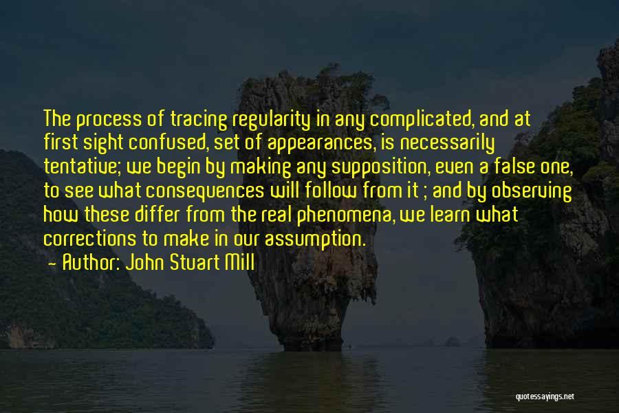 John Stuart Mill Quotes: The Process Of Tracing Regularity In Any Complicated, And At First Sight Confused, Set Of Appearances, Is Necessarily Tentative; We