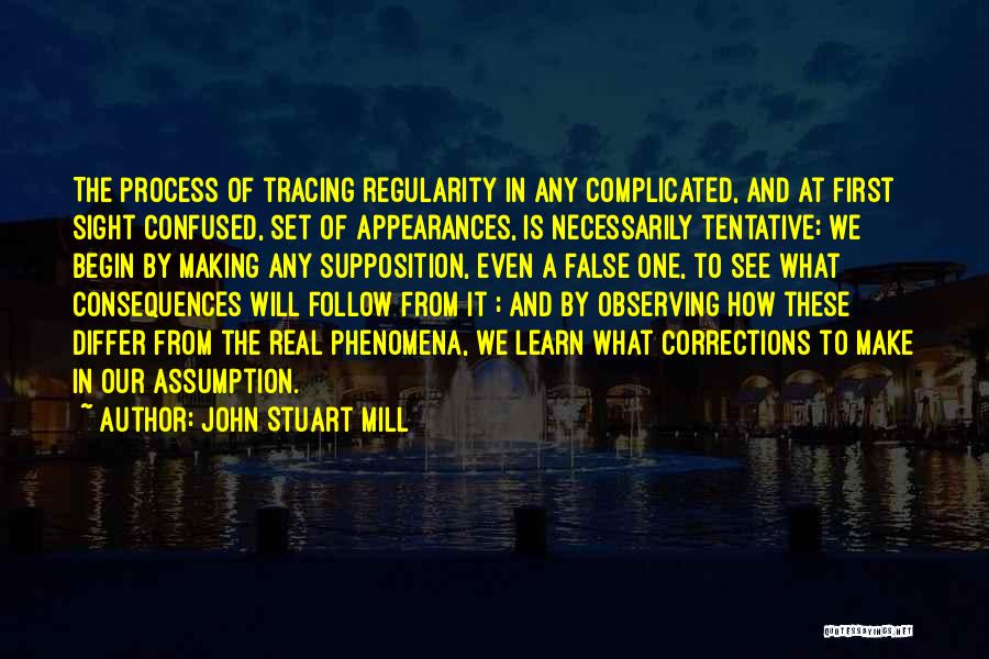 John Stuart Mill Quotes: The Process Of Tracing Regularity In Any Complicated, And At First Sight Confused, Set Of Appearances, Is Necessarily Tentative; We