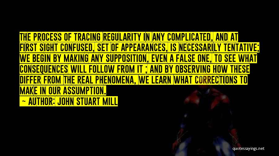 John Stuart Mill Quotes: The Process Of Tracing Regularity In Any Complicated, And At First Sight Confused, Set Of Appearances, Is Necessarily Tentative; We