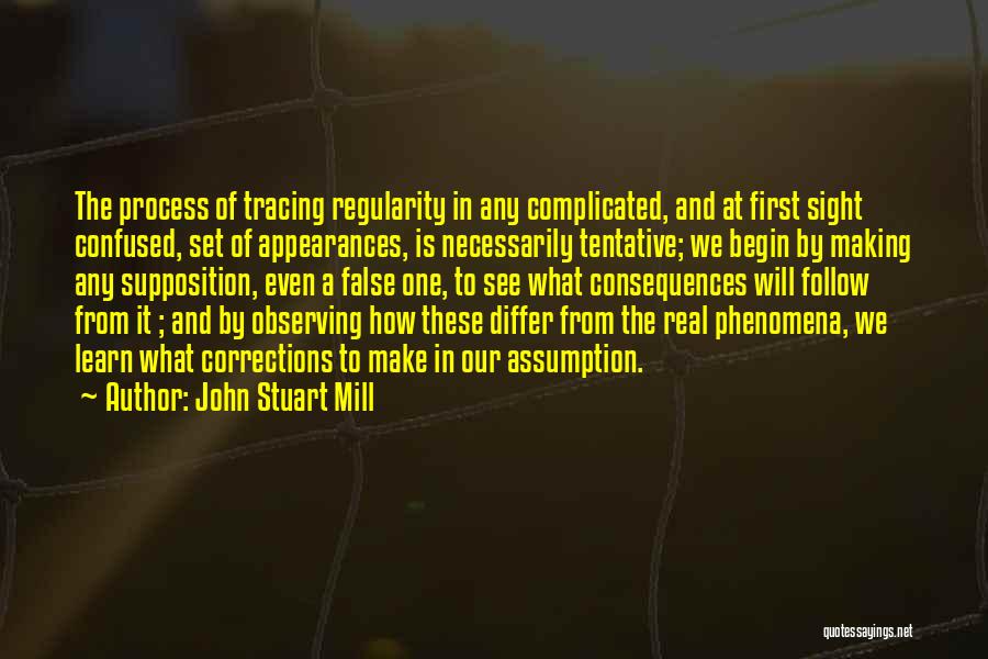 John Stuart Mill Quotes: The Process Of Tracing Regularity In Any Complicated, And At First Sight Confused, Set Of Appearances, Is Necessarily Tentative; We