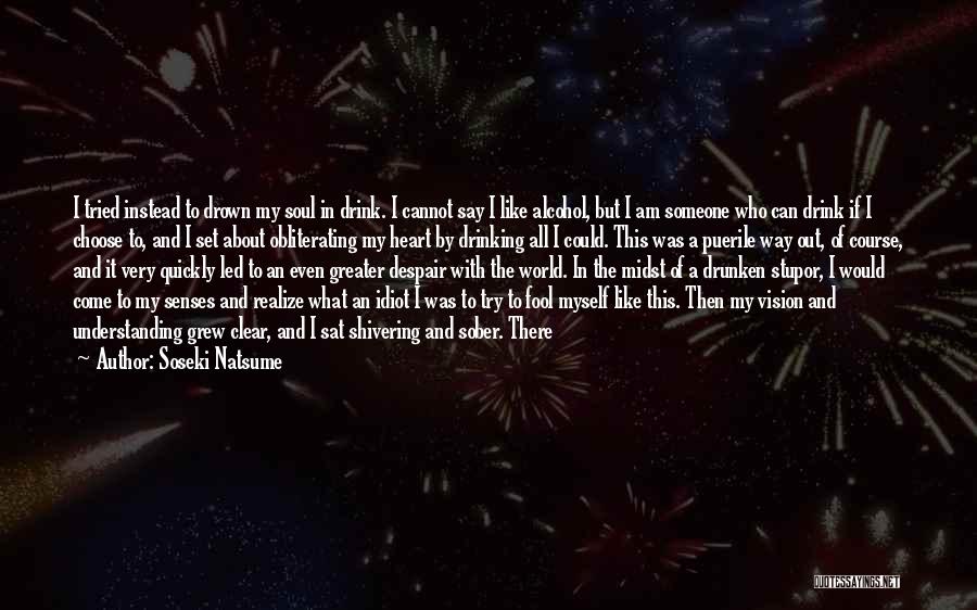 Soseki Natsume Quotes: I Tried Instead To Drown My Soul In Drink. I Cannot Say I Like Alcohol, But I Am Someone Who