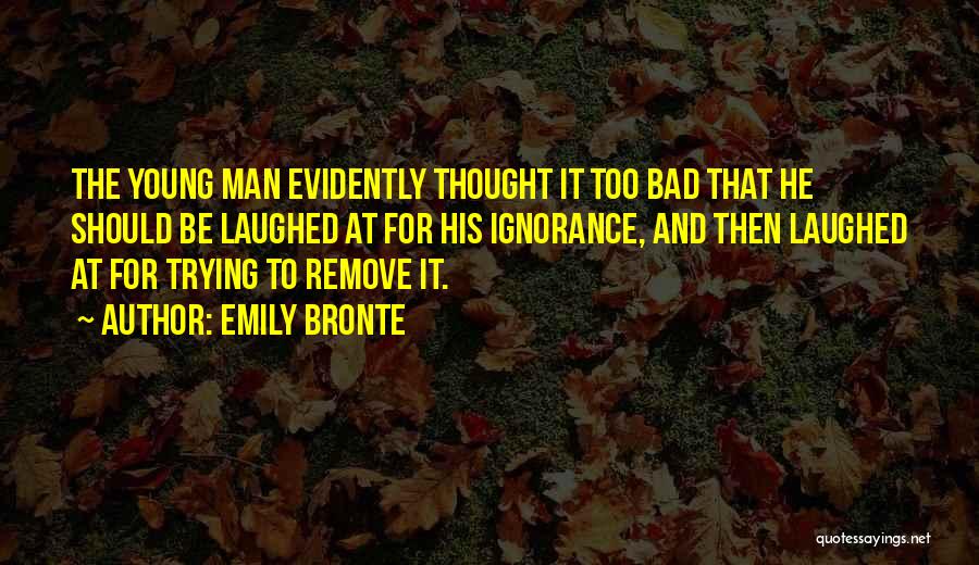 Emily Bronte Quotes: The Young Man Evidently Thought It Too Bad That He Should Be Laughed At For His Ignorance, And Then Laughed