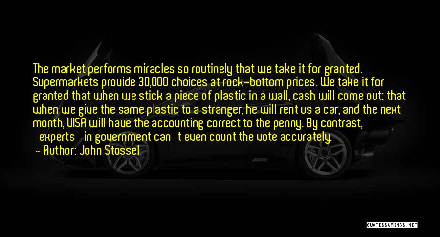 John Stossel Quotes: The Market Performs Miracles So Routinely That We Take It For Granted. Supermarkets Provide 30,000 Choices At Rock-bottom Prices. We