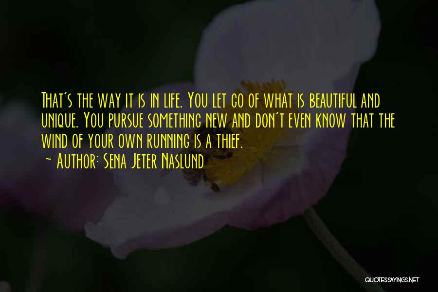 Sena Jeter Naslund Quotes: That's The Way It Is In Life. You Let Go Of What Is Beautiful And Unique. You Pursue Something New