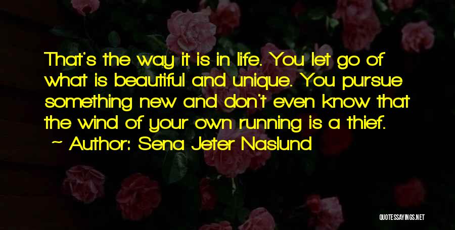 Sena Jeter Naslund Quotes: That's The Way It Is In Life. You Let Go Of What Is Beautiful And Unique. You Pursue Something New