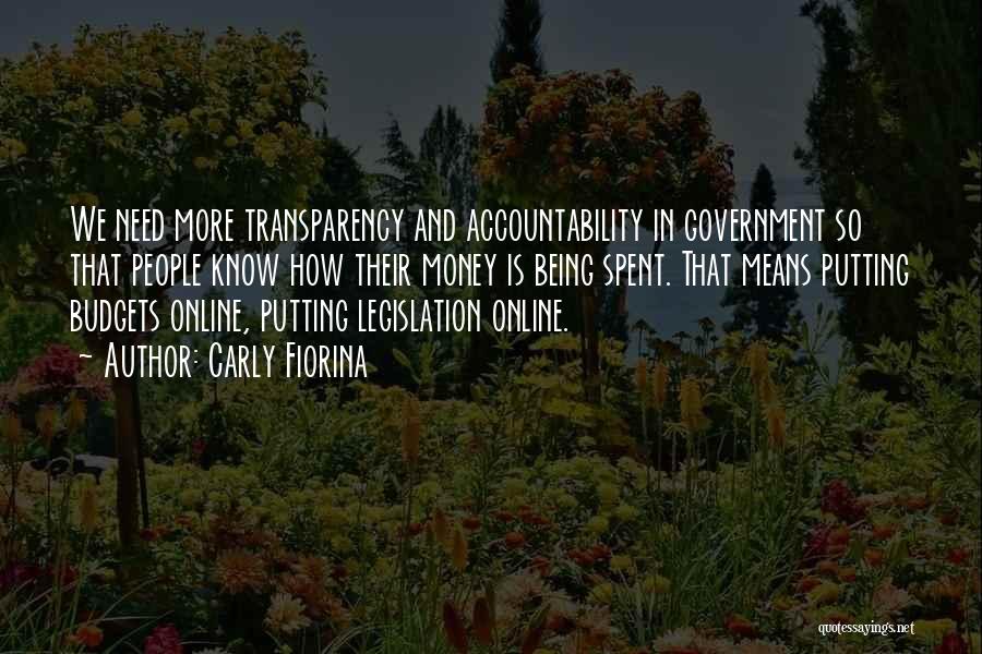 Carly Fiorina Quotes: We Need More Transparency And Accountability In Government So That People Know How Their Money Is Being Spent. That Means