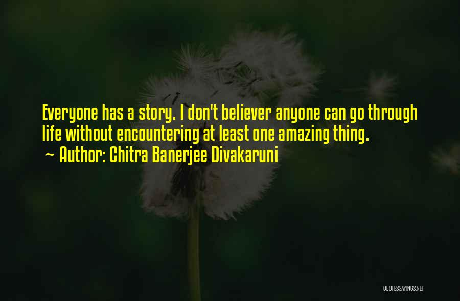 Chitra Banerjee Divakaruni Quotes: Everyone Has A Story. I Don't Believer Anyone Can Go Through Life Without Encountering At Least One Amazing Thing.