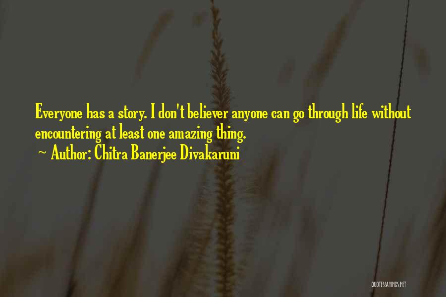 Chitra Banerjee Divakaruni Quotes: Everyone Has A Story. I Don't Believer Anyone Can Go Through Life Without Encountering At Least One Amazing Thing.