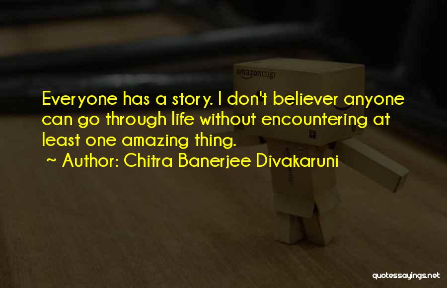 Chitra Banerjee Divakaruni Quotes: Everyone Has A Story. I Don't Believer Anyone Can Go Through Life Without Encountering At Least One Amazing Thing.