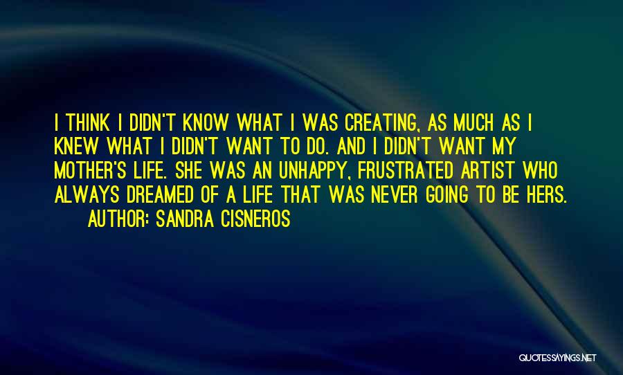 Sandra Cisneros Quotes: I Think I Didn't Know What I Was Creating, As Much As I Knew What I Didn't Want To Do.