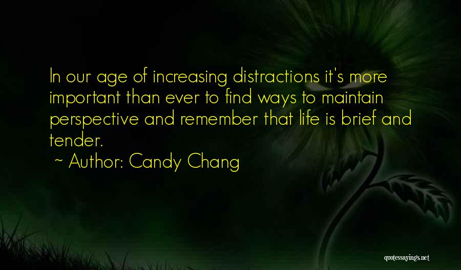 Candy Chang Quotes: In Our Age Of Increasing Distractions It's More Important Than Ever To Find Ways To Maintain Perspective And Remember That