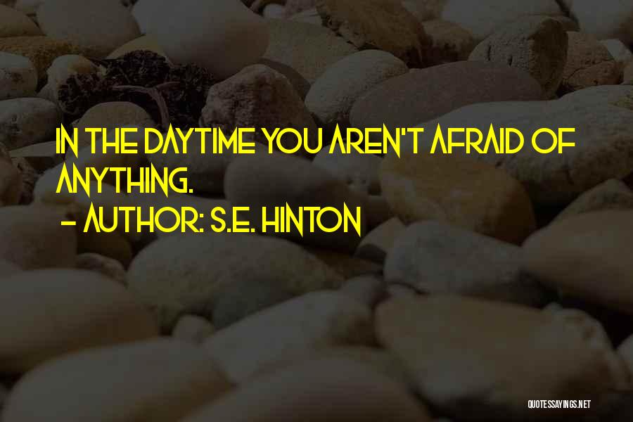 S.E. Hinton Quotes: In The Daytime You Aren't Afraid Of Anything.