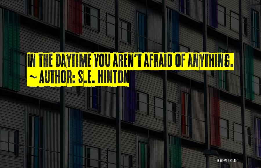 S.E. Hinton Quotes: In The Daytime You Aren't Afraid Of Anything.