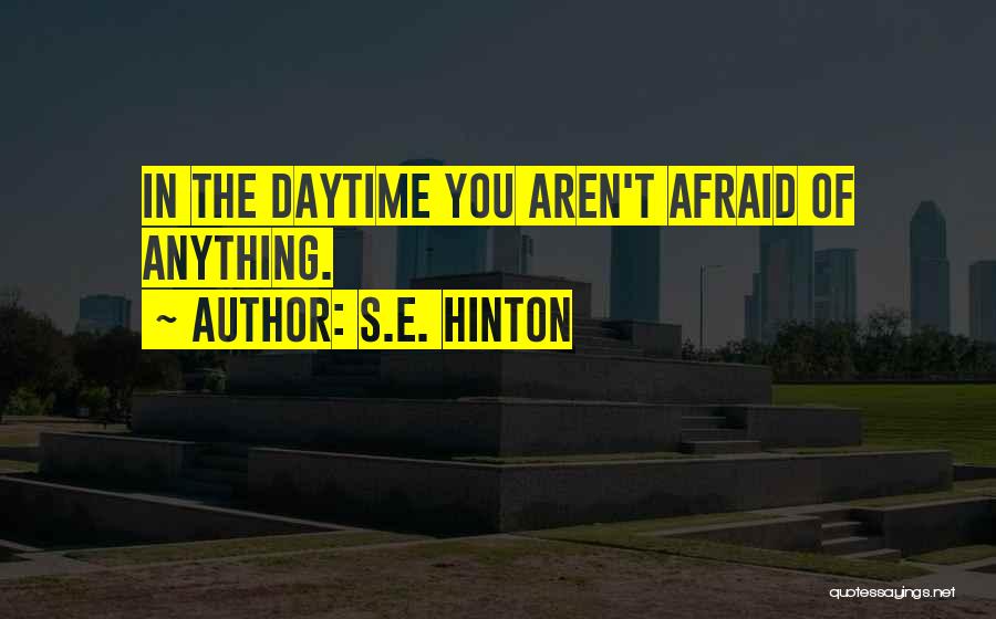 S.E. Hinton Quotes: In The Daytime You Aren't Afraid Of Anything.