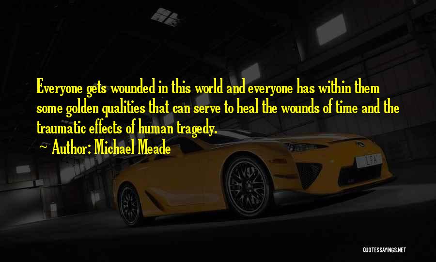 Michael Meade Quotes: Everyone Gets Wounded In This World And Everyone Has Within Them Some Golden Qualities That Can Serve To Heal The