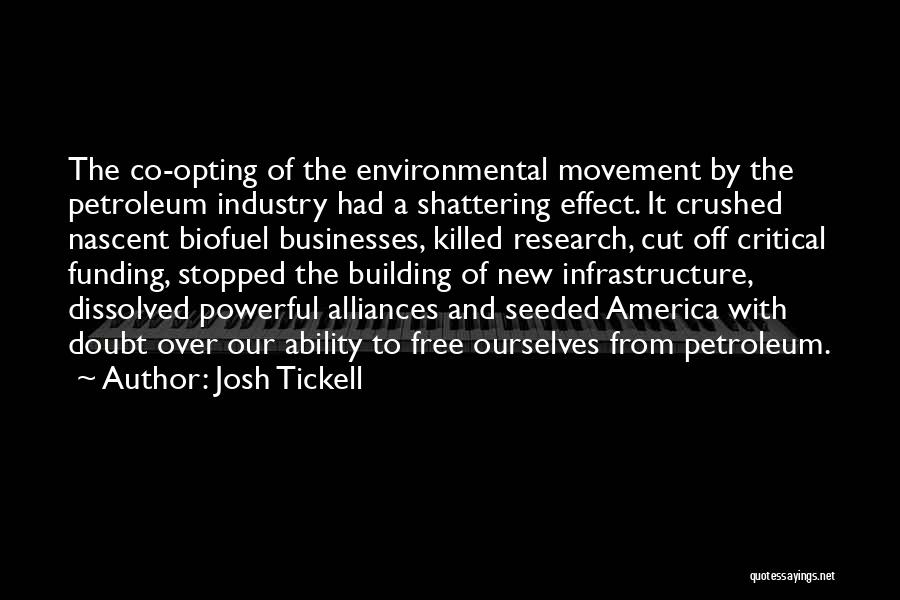 Josh Tickell Quotes: The Co-opting Of The Environmental Movement By The Petroleum Industry Had A Shattering Effect. It Crushed Nascent Biofuel Businesses, Killed