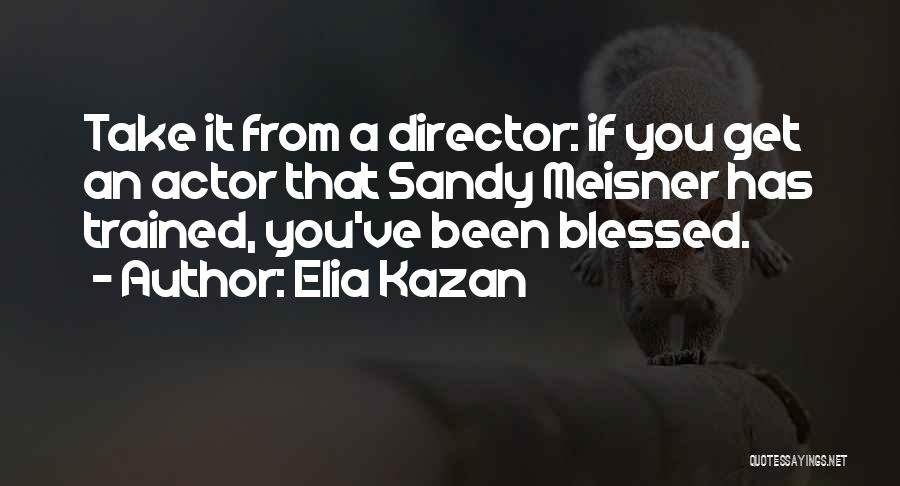 Elia Kazan Quotes: Take It From A Director: If You Get An Actor That Sandy Meisner Has Trained, You've Been Blessed.