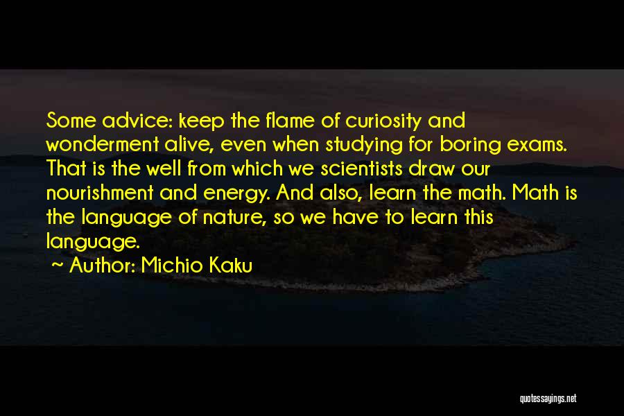 Michio Kaku Quotes: Some Advice: Keep The Flame Of Curiosity And Wonderment Alive, Even When Studying For Boring Exams. That Is The Well