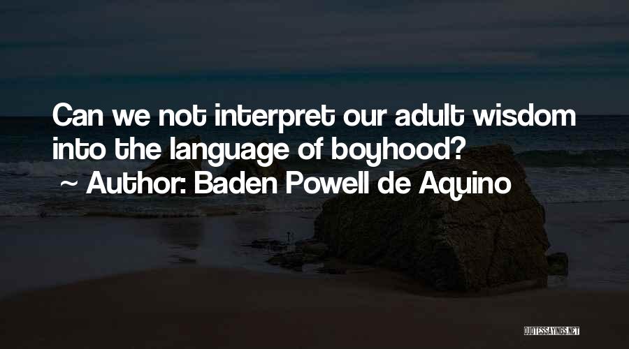 Baden Powell De Aquino Quotes: Can We Not Interpret Our Adult Wisdom Into The Language Of Boyhood?