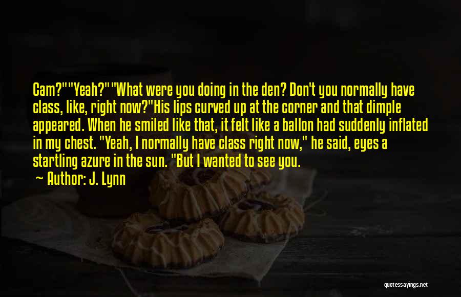 J. Lynn Quotes: Cam?yeah?what Were You Doing In The Den? Don't You Normally Have Class, Like, Right Now?his Lips Curved Up At The