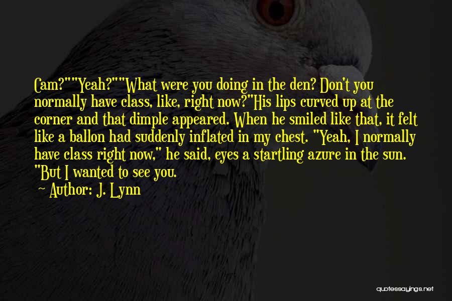 J. Lynn Quotes: Cam?yeah?what Were You Doing In The Den? Don't You Normally Have Class, Like, Right Now?his Lips Curved Up At The