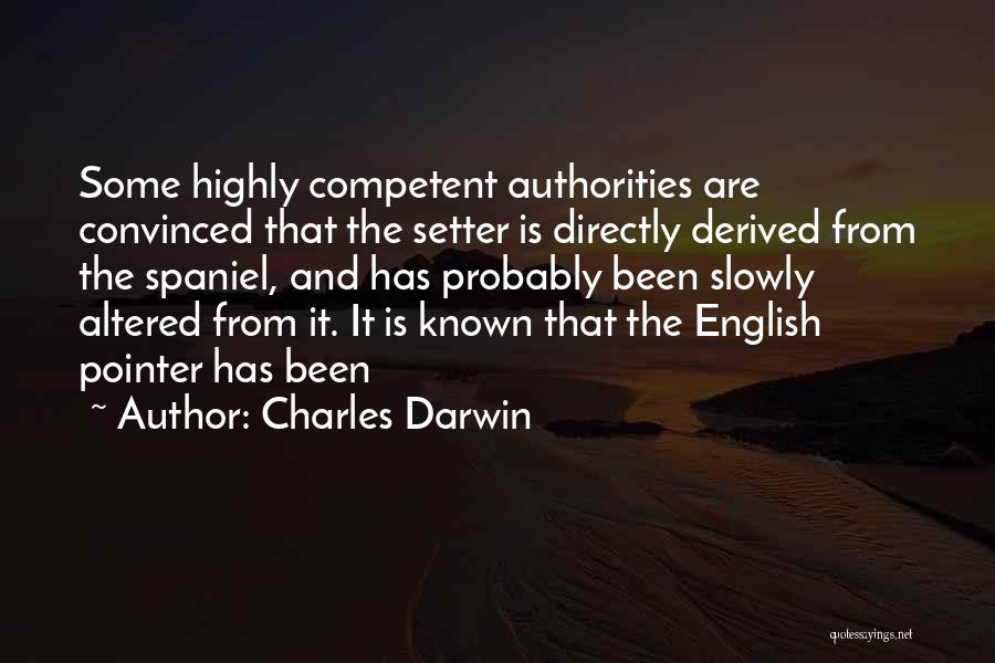 Charles Darwin Quotes: Some Highly Competent Authorities Are Convinced That The Setter Is Directly Derived From The Spaniel, And Has Probably Been Slowly