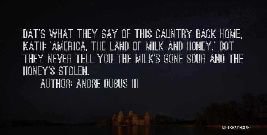 Andre Dubus III Quotes: Dat's What They Say Of This Cauntry Back Home, Kath: 'america, The Land Of Milk And Honey.' Bot They Never