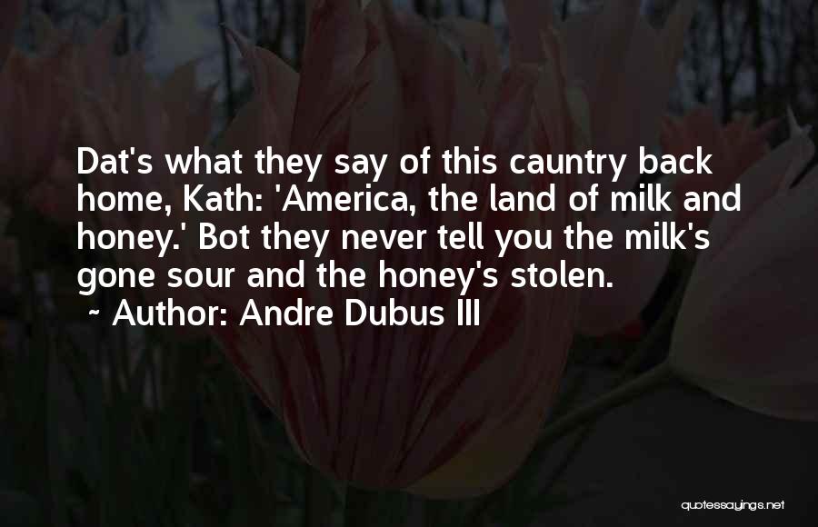 Andre Dubus III Quotes: Dat's What They Say Of This Cauntry Back Home, Kath: 'america, The Land Of Milk And Honey.' Bot They Never