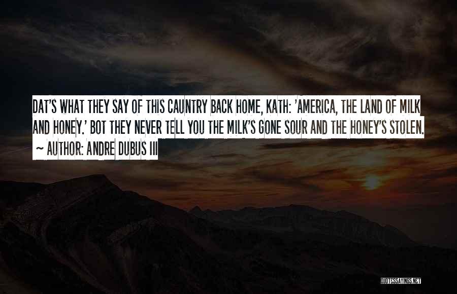 Andre Dubus III Quotes: Dat's What They Say Of This Cauntry Back Home, Kath: 'america, The Land Of Milk And Honey.' Bot They Never