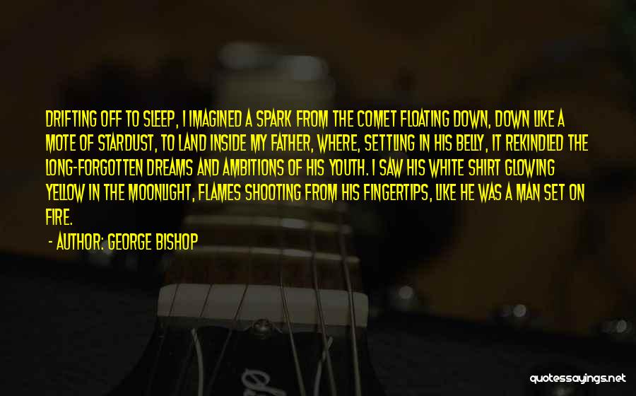 George Bishop Quotes: Drifting Off To Sleep, I Imagined A Spark From The Comet Floating Down, Down Like A Mote Of Stardust, To