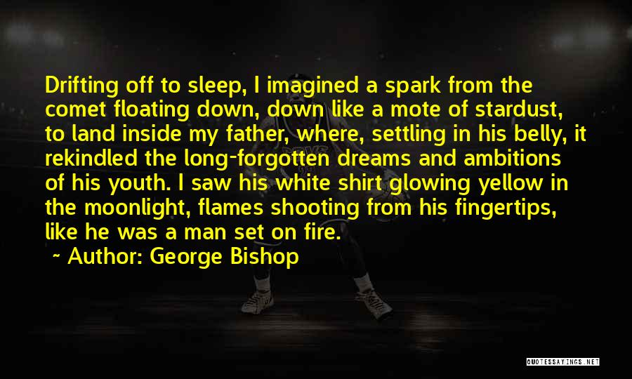 George Bishop Quotes: Drifting Off To Sleep, I Imagined A Spark From The Comet Floating Down, Down Like A Mote Of Stardust, To