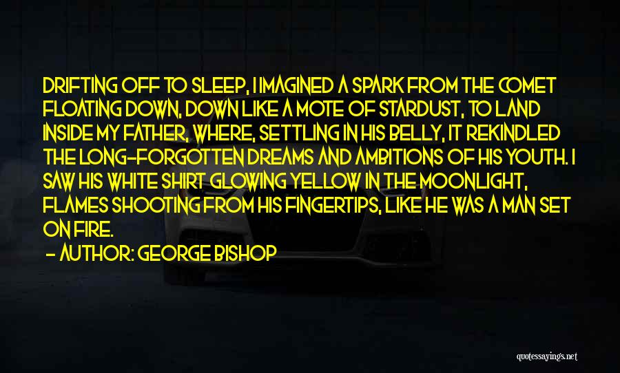 George Bishop Quotes: Drifting Off To Sleep, I Imagined A Spark From The Comet Floating Down, Down Like A Mote Of Stardust, To