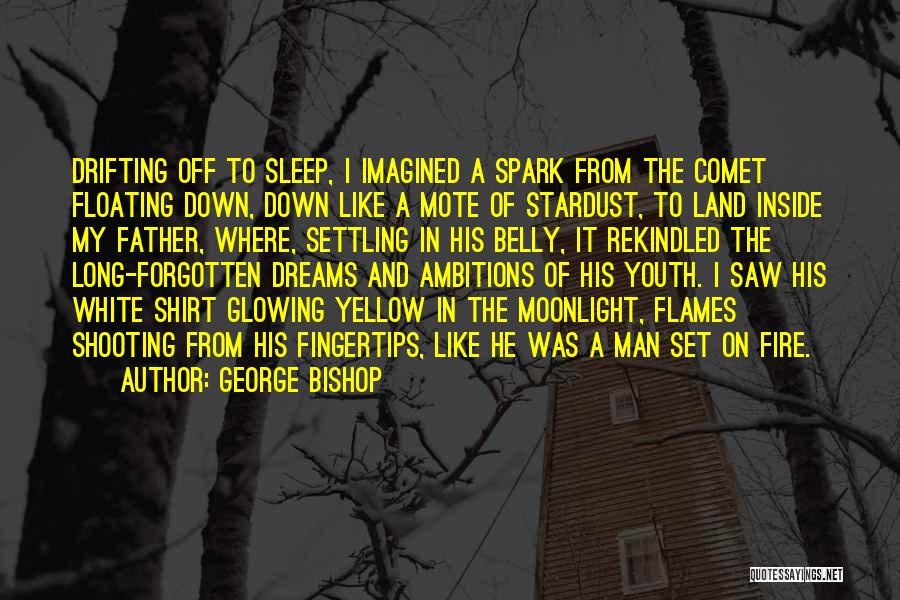 George Bishop Quotes: Drifting Off To Sleep, I Imagined A Spark From The Comet Floating Down, Down Like A Mote Of Stardust, To