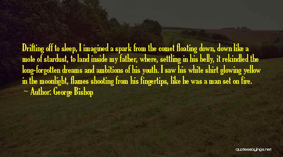 George Bishop Quotes: Drifting Off To Sleep, I Imagined A Spark From The Comet Floating Down, Down Like A Mote Of Stardust, To