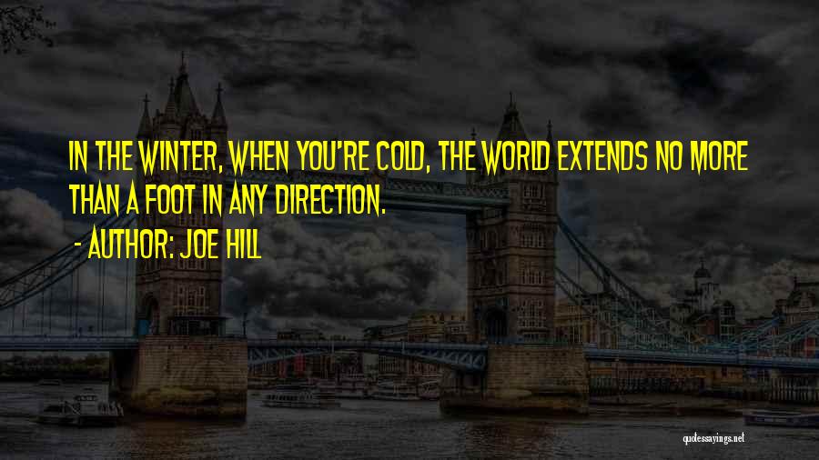 Joe Hill Quotes: In The Winter, When You're Cold, The World Extends No More Than A Foot In Any Direction.