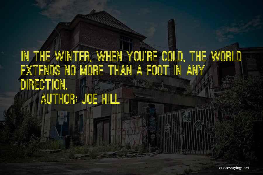 Joe Hill Quotes: In The Winter, When You're Cold, The World Extends No More Than A Foot In Any Direction.