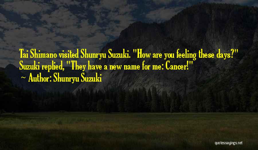 Shunryu Suzuki Quotes: Tai Shimano Visited Shunryu Suzuki. How Are You Feeling These Days? Suzuki Replied, They Have A New Name For Me: