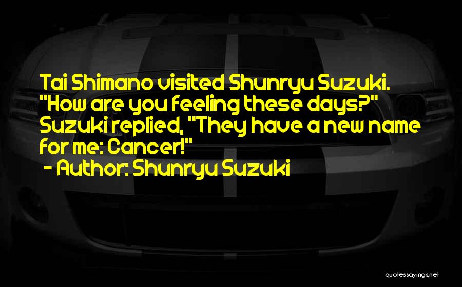 Shunryu Suzuki Quotes: Tai Shimano Visited Shunryu Suzuki. How Are You Feeling These Days? Suzuki Replied, They Have A New Name For Me: